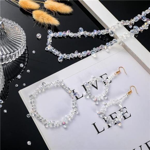 1280 Pcs Glass Beads Bulk Assorted Crystal Beads for Jewelry Making Faceted - Picture 4 of 7